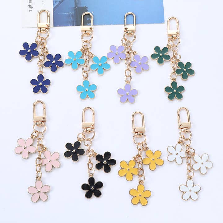 White Cute Flower Shape Ornament Key Buckle for wholesale on Faire