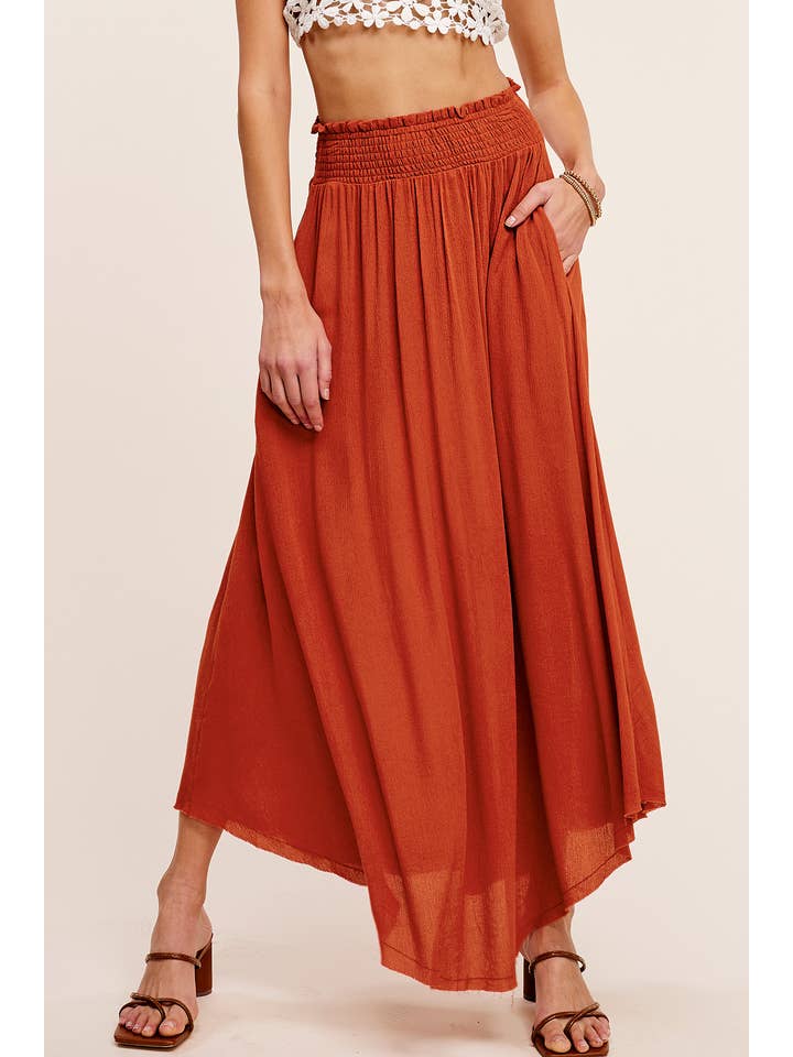 La Miel - Wholesale Skirt - Women's - JAP4176-Lightweight High Rise Maxi Skirt with Side Pocket1