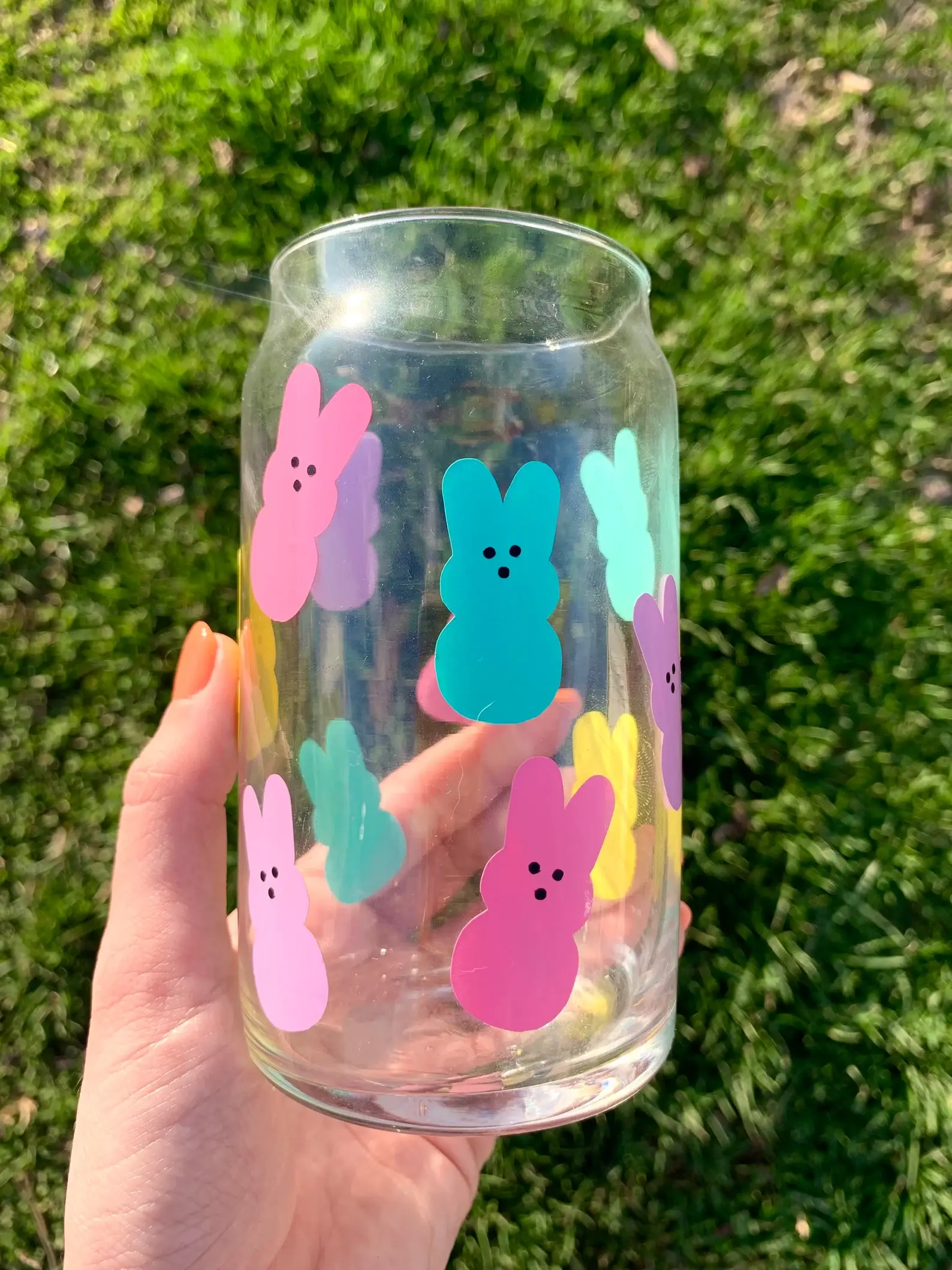 MarieDesignCo - Wholesale Drinking Glass/Cup - Peeps glass mug, Easter coffee mug, peeps coffee cup, cups5