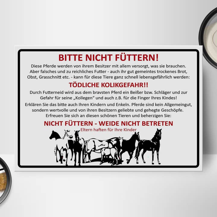 Femer - Venta al por mayor Letreros - Cartel de madera con forma de animales, 18 x 12 cm, por favor, no des de comer a los caballos.1
