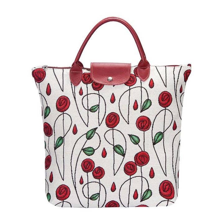 FDAW-RMSP | RENNIE MACKINTOSH SIMPLE ROSE FOLDAWAY GROCERY BAG for wholesale by SignareArt