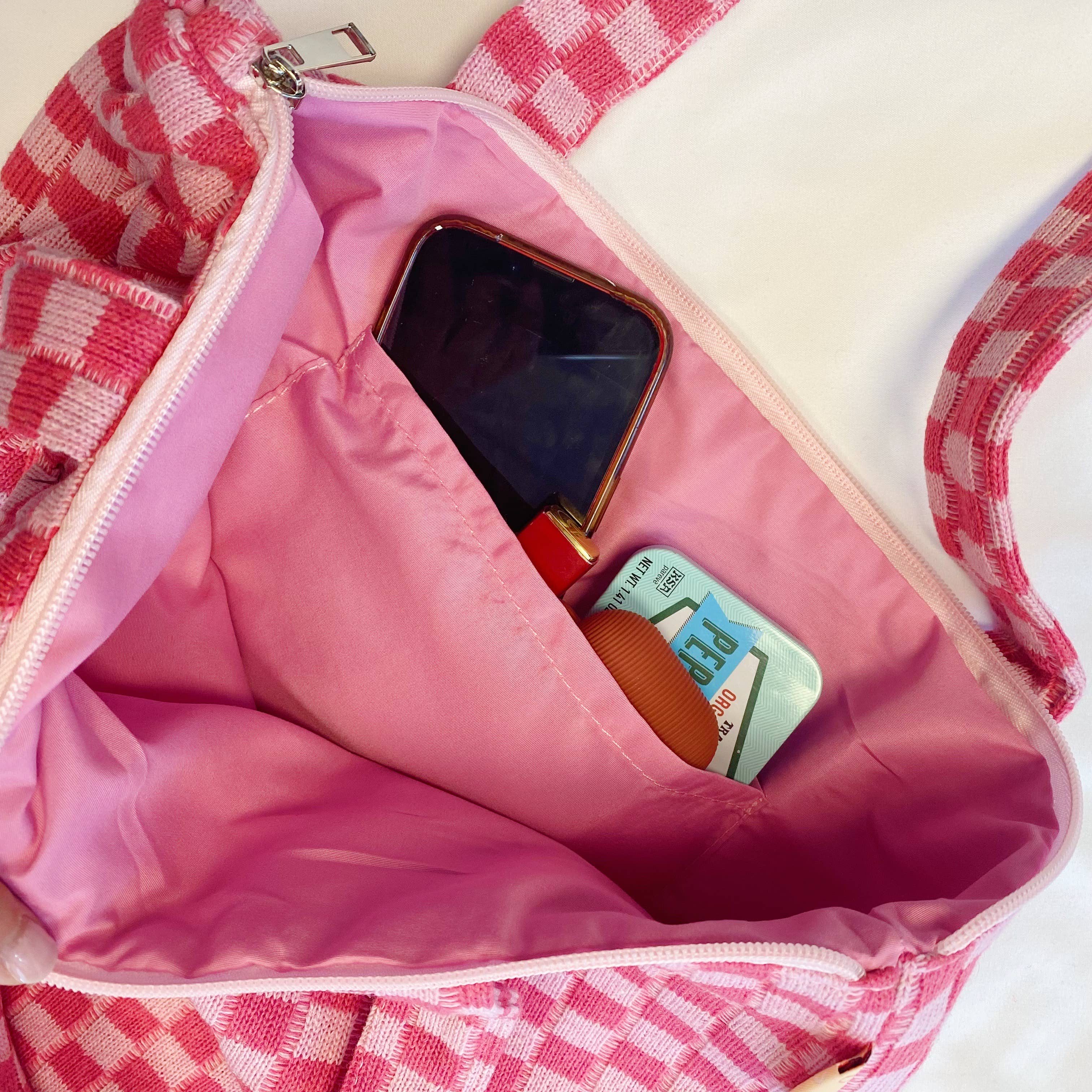 Ellison+Young - Wholesale Tote Bag - Women's - Check Yourself Zipped Tote Bag1