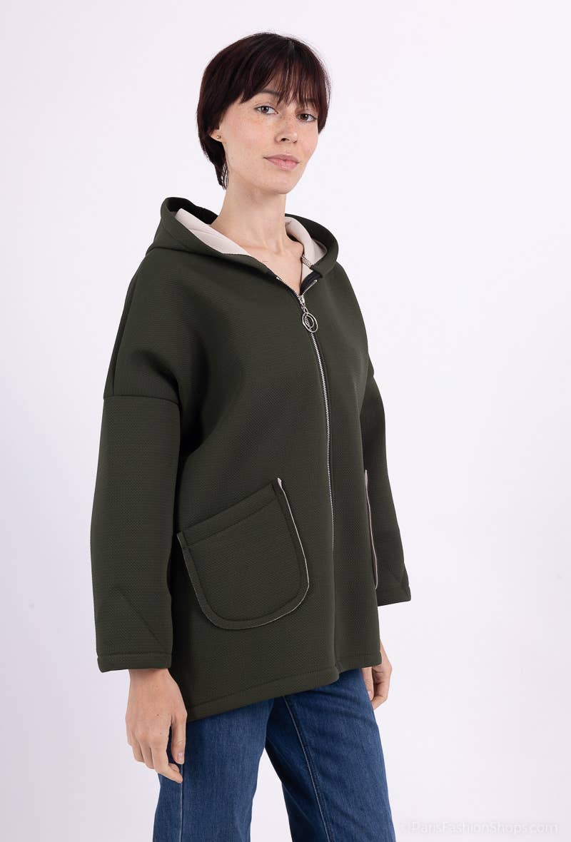 L'Emotion - Wholesale Hoodie - Women's - Neoprene Embossed Material Zip-Up Hoodie9