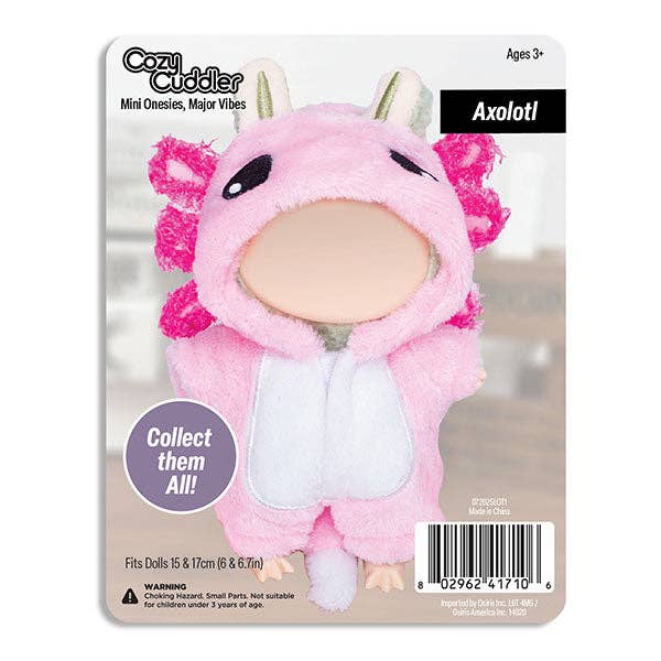 Outfit: Pink Axolotl Onesie Costume for Dolls - Petite Threads x Cozy Cuddler for wholesale by Showcase