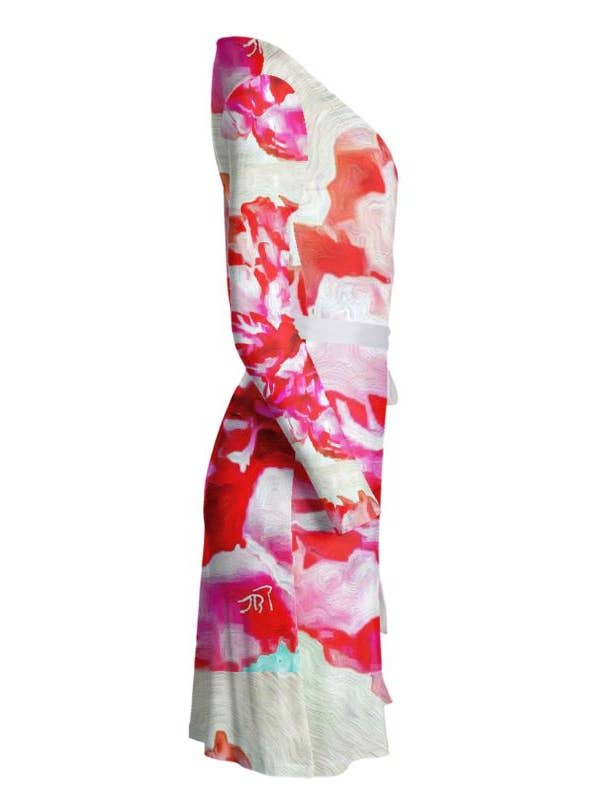 "Peonies from Heaven" Lady B Wrap Dress for wholesale by Lady Barbara Pinson Artist