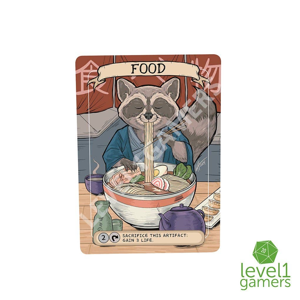 Level 1 Gamers – Jogo de cartas por atacado – Pacote de Cartas Mágicas Ramen Raccoon Token (5 Cartas)1