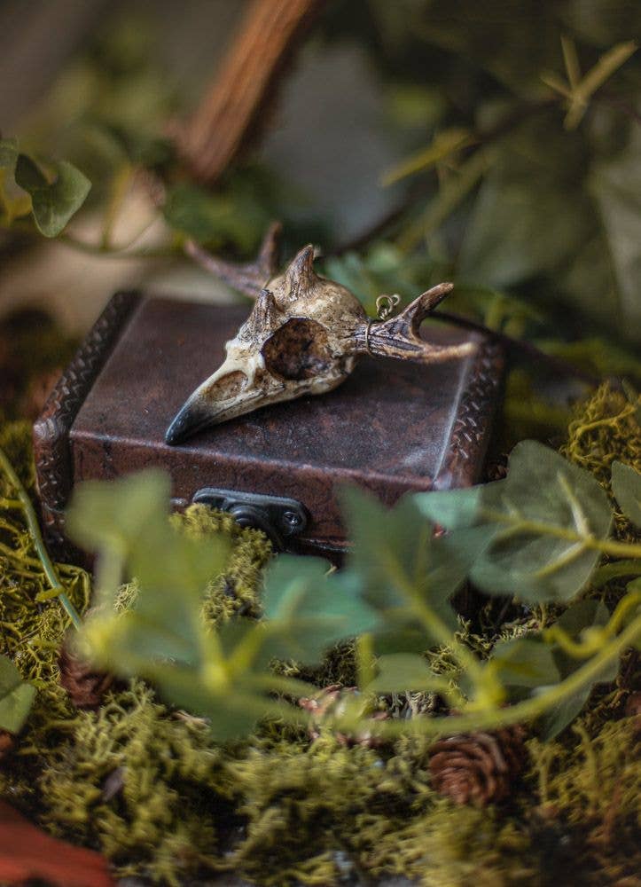 Costurero Real - Wholesale Pendant/Charm Necklace - Raven Skull Necklace Witchcraft Horns Fake Taxidermy4