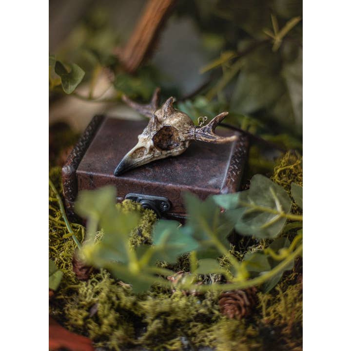 Costurero Real - Wholesale Pendant/Charm Necklace - Raven Skull Necklace Witchcraft Horns Fake Taxidermy4