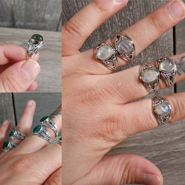 Keystone Crystals - Wholesale Cocktail/Statement Ring - Gemstone Sterling Silver Boho Statement Ring