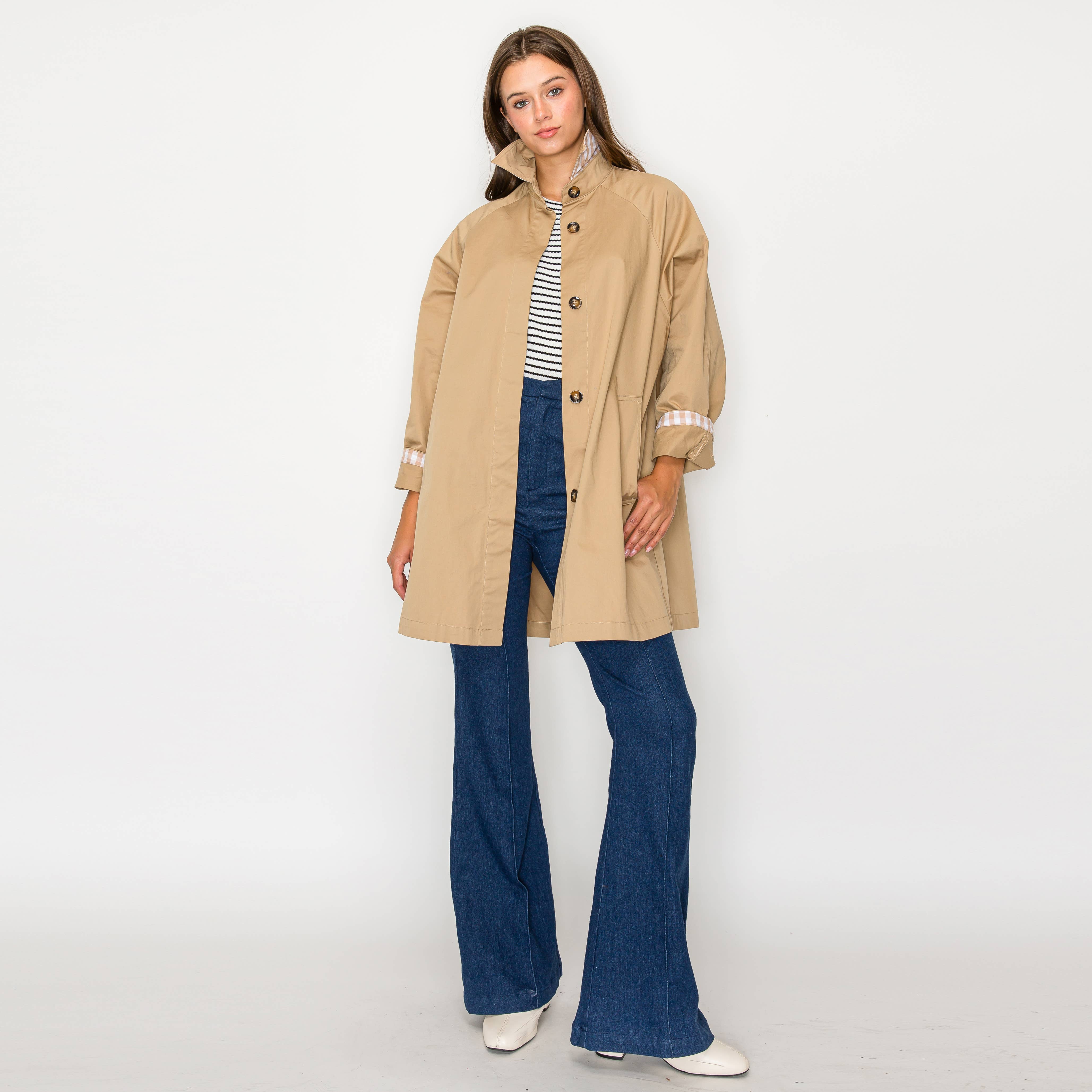 LoveWednesday – Blusão - Mulher por atacado – Trench coat francês oversized - LWJ11125