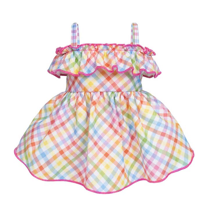 Robe pour chien à volants en tartan pastel pour la vente par Fitwarm