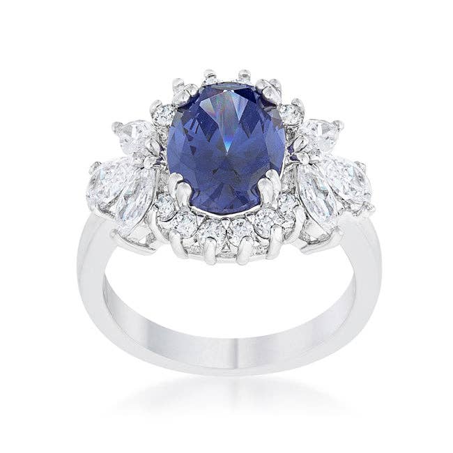 JGoodin - Wholesale Cocktail/Statement Ring - Krizia 4.2ct Tanzanite CZ Rhodium Classic Ring1