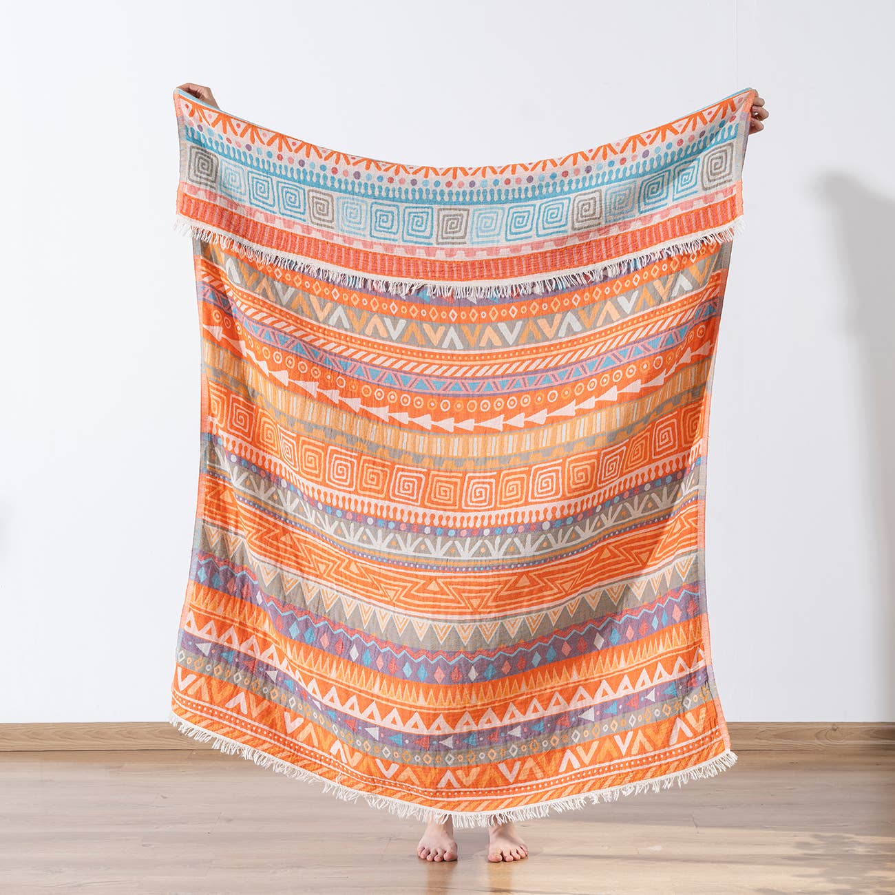 Kikoya – Engroshandel Tæppe – Kikoya 100% bomuld plaid til hjemmedekoration 130x170 cm i farmhouse-stil0