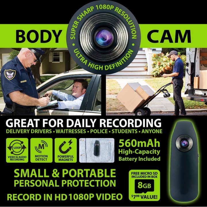 Novelty Brands - Wholesale Retailer Display - Accessories - Gadget Gear Body Cam with Micro SD Card Boxed - 4/Display1