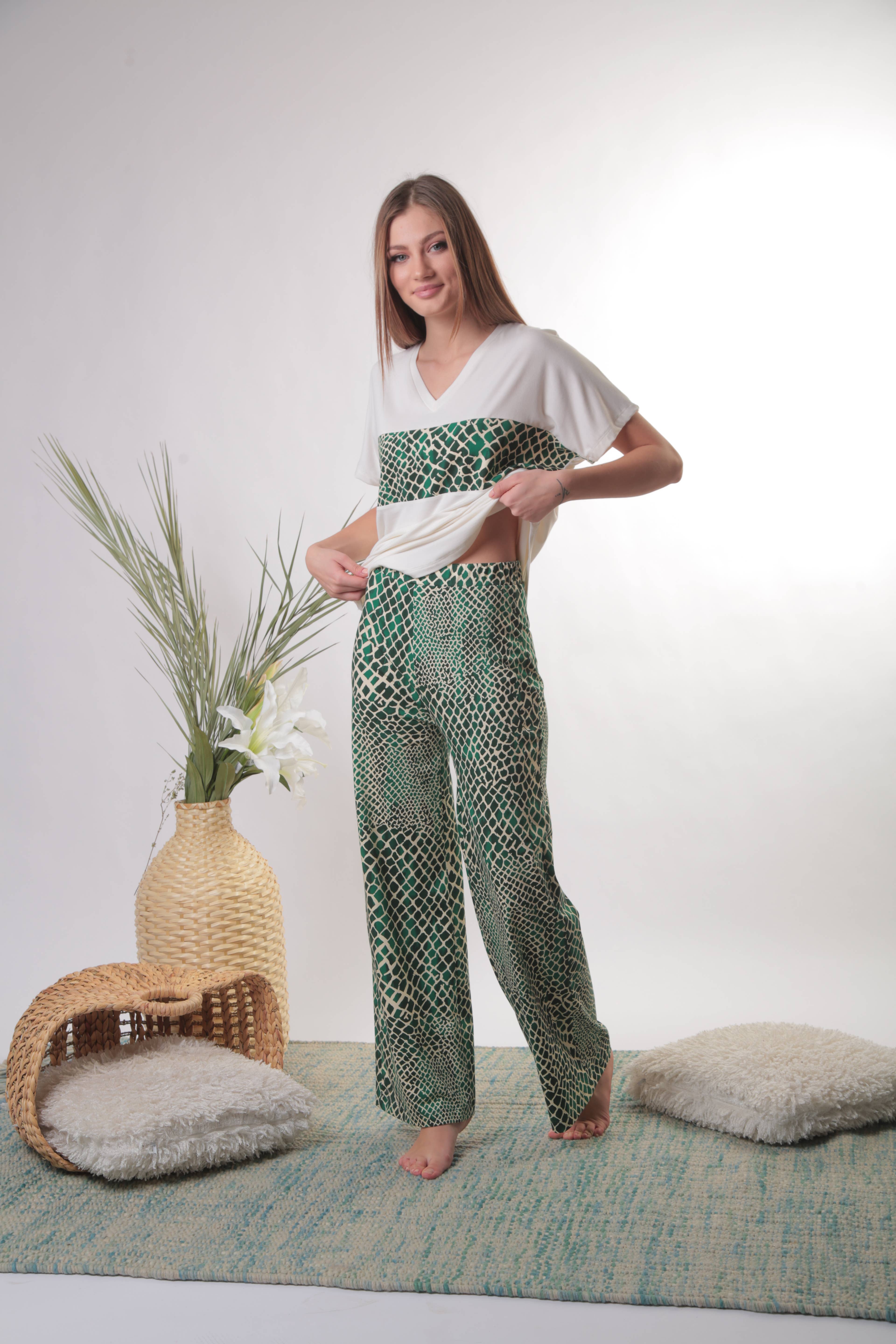 Some More Design - Vente Haut et bas de pyjama – femme - Pyjama en coton pour femmes, ensemble de pyjama léopard bleu marine6