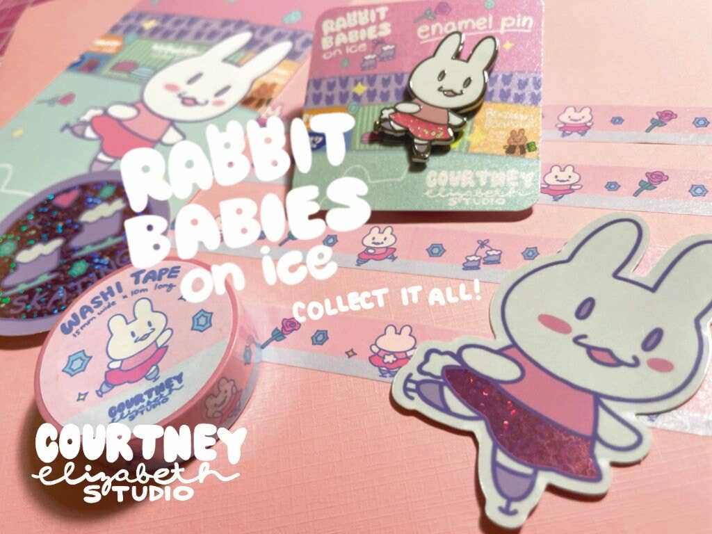 Courtney Elizabeth Studio - Wholesale Lapel Pin/Button - Gizmo The Figure Skating Bunny Hard Enamel Pin4