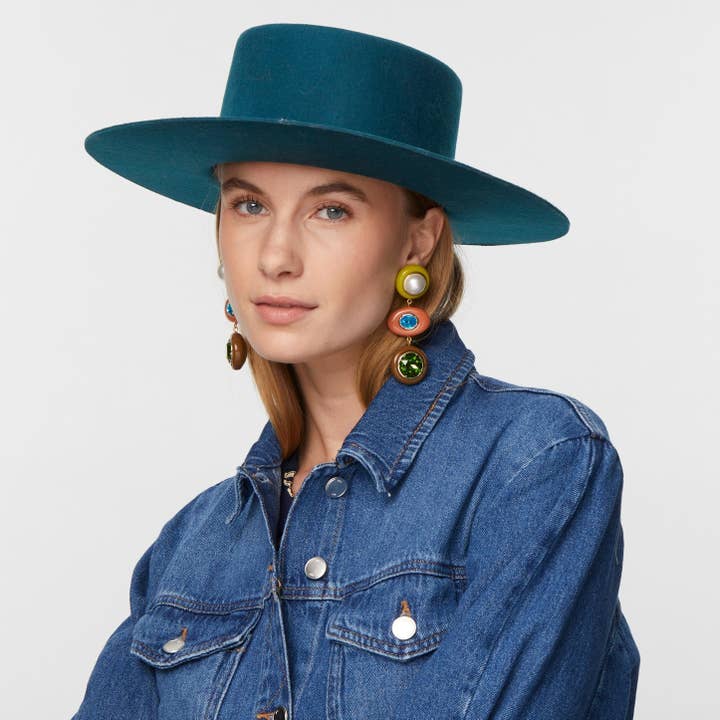 Lele Sadoughi - Wholesale Fedora - Women's - Teal Michelle Wool Hat1