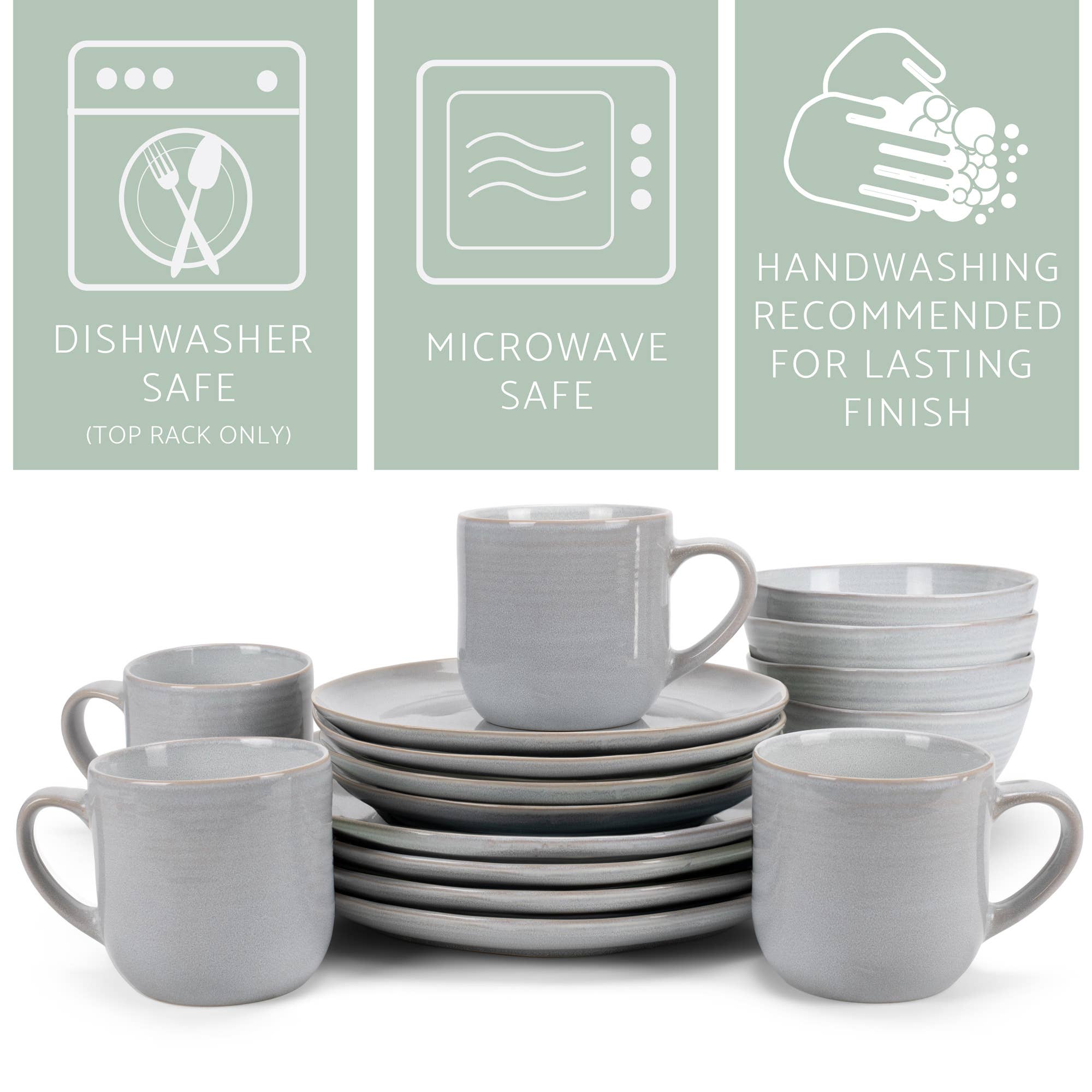 EAST AVENUE - Wholesale Dinnerware Set - 16 Pc. Dinner Set ReactiveGlaze Gray2