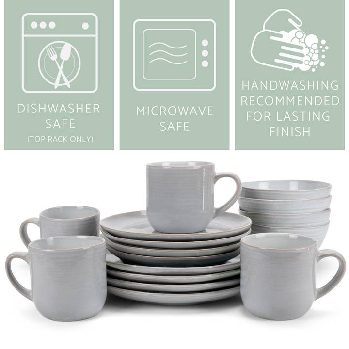 EAST AVENUE - Wholesale Dinnerware Set - 16 Pc. Dinner Set ReactiveGlaze Gray2