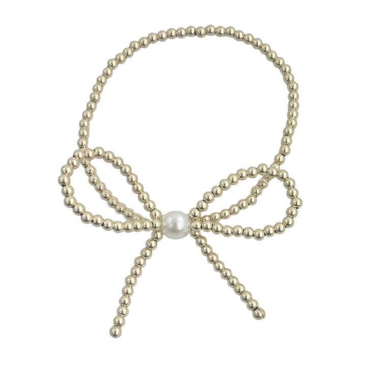 Gold Filled | Gold Bow with Pearl Accent for wholesale by Locked by Lula 'n' Lee