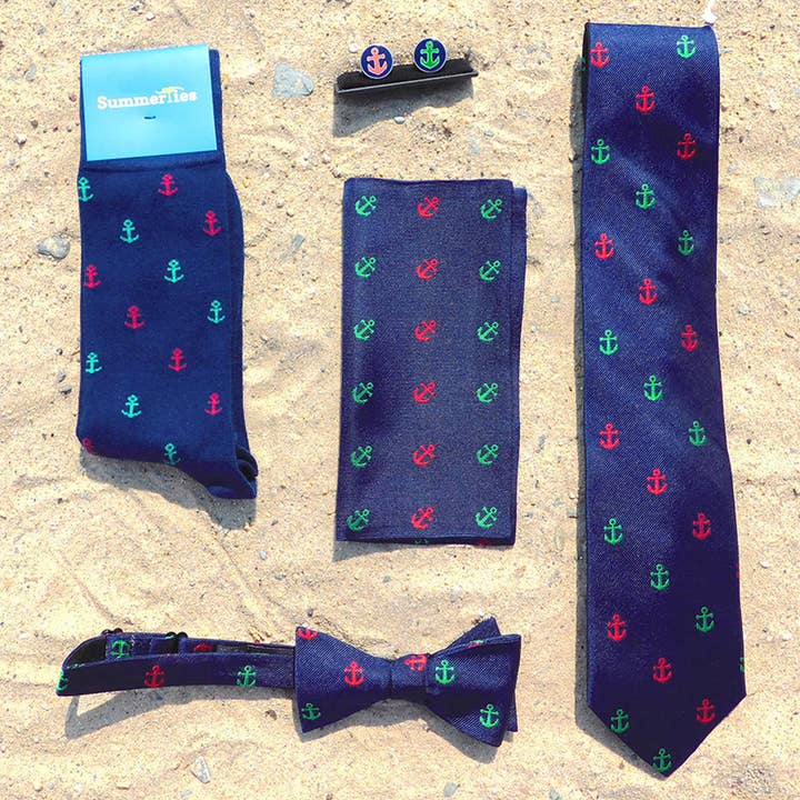 Anchor Bow Tie - Port & Starboard, Woven Silk for wholesale by SummerTies