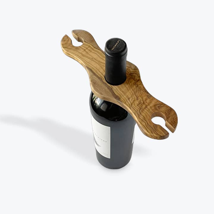 VINOTIVE - Wholesale Bottle Rack/Holder - Olive Wood Wine Bottle Glass Caddy1