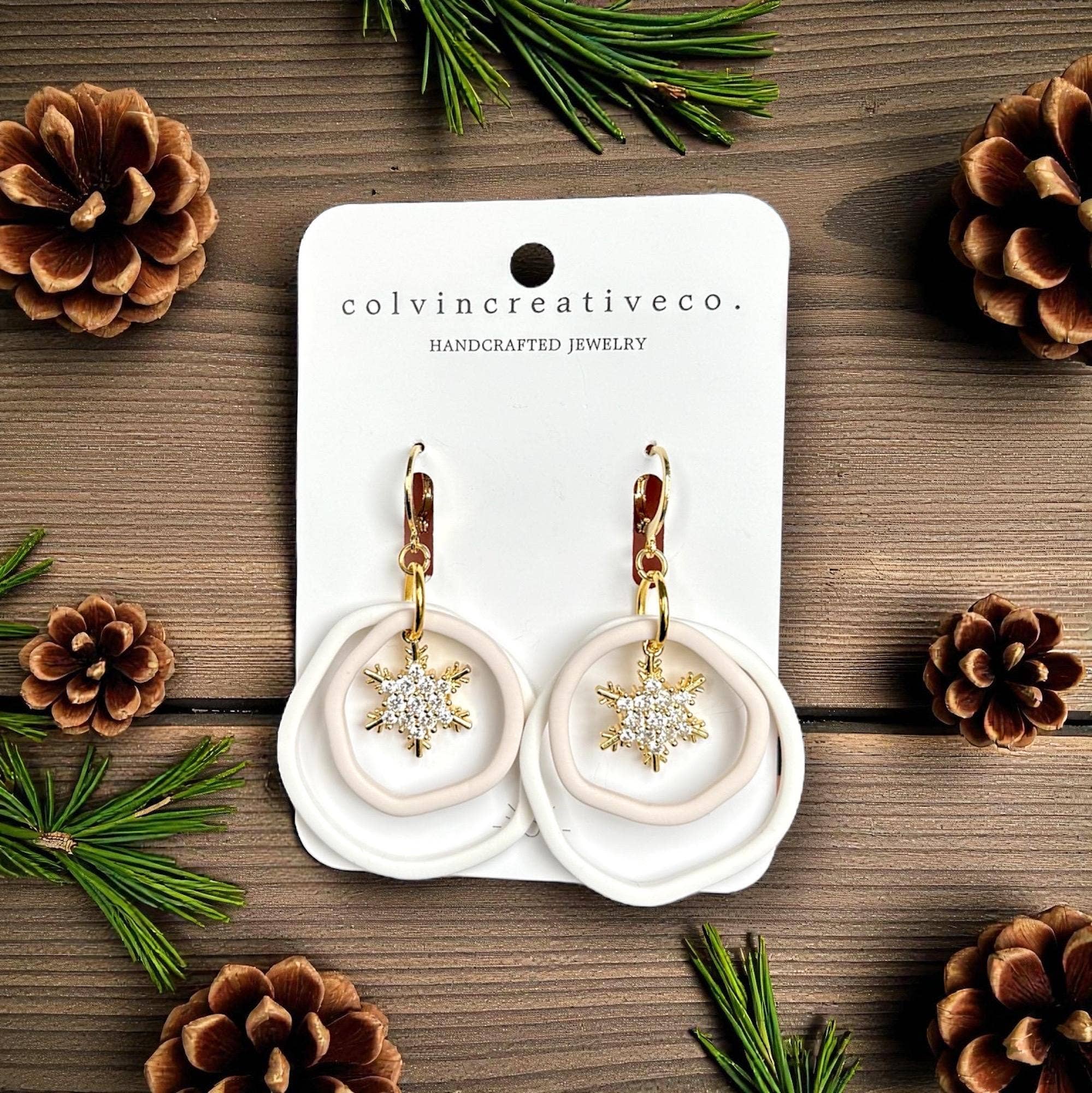 colvincreativeco. - Wholesale Dangle Earrings - Boho Snowflake Hoop Earrings | Minimalist Holiday Jewelry0