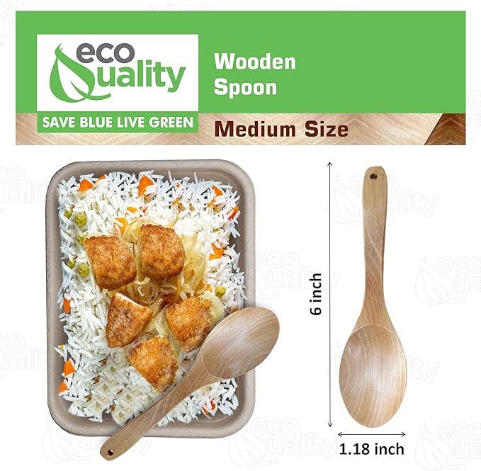 EcoQuality - Wholesale Kitchen Spoon - Solid Wood Cooking Spoon for Stirring & Serving2