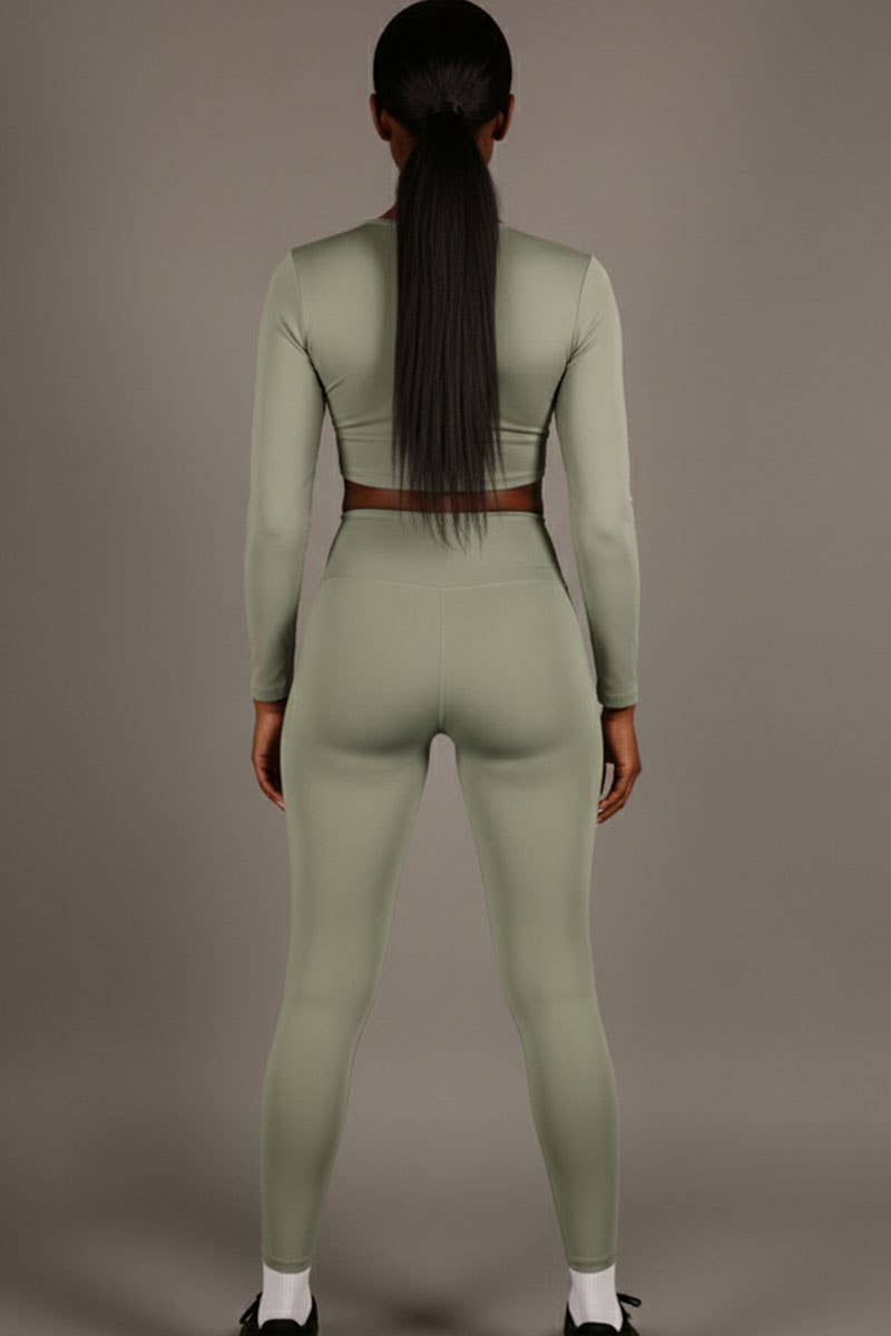 CAPELLA APPAREL - Wholesale Activewear Set - Women's - Long Sleeve Crop Top & High Waist Leggings Activewear Set4