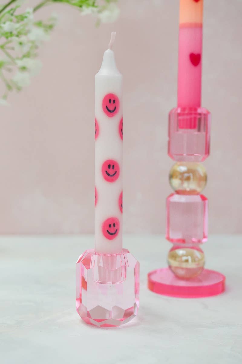 Aifcandles - Wholesale Tapered Candle/Candlestick - Dinner Candle Smiley Pink1