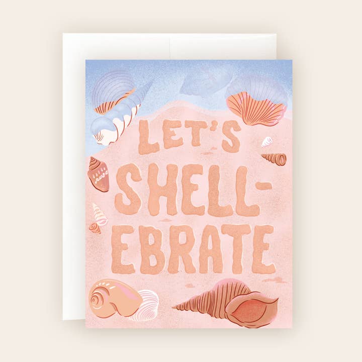 Let’s Shell-Ebrate Card – Beach Pun Celebration for wholesale by Molly Marie Pea