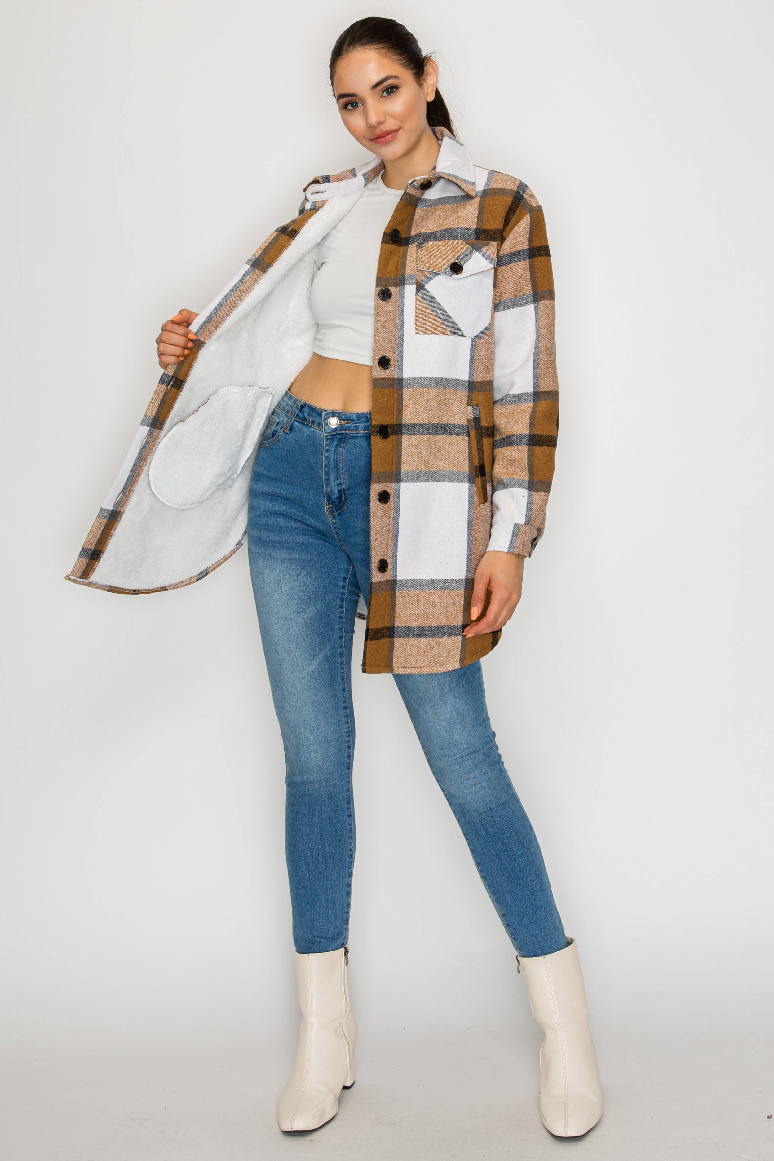 PATRONCITO USA INTERNATIONAL, INC - Wholesale Shirt Jacket/Shacket - Women's - Women Plaid Long Button Shirts Jackets (Shakets) LJ450-202511