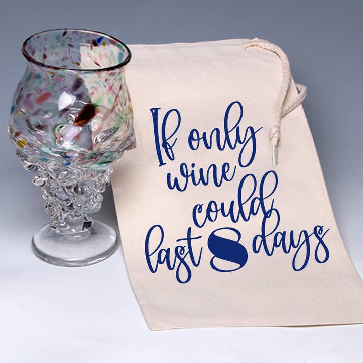 "If Only" Hanukkah Holiday Wine Tote Bag for wholesale by Liane Fried Studio