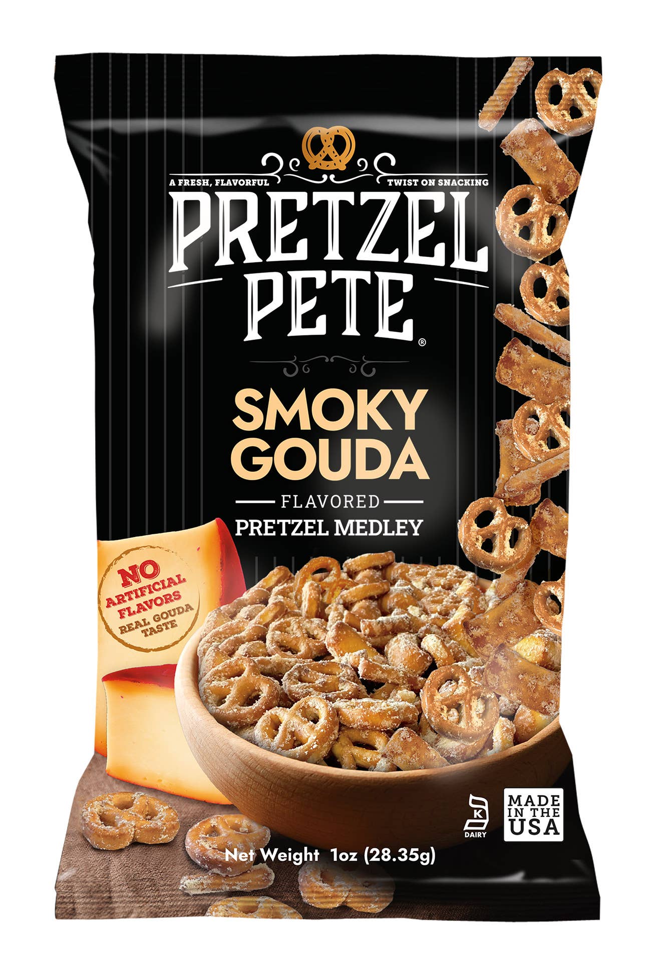 Pretzel Pete - Wholesale Pretzels - Smoky Gouda Pretzel Medley 1.0 oz.