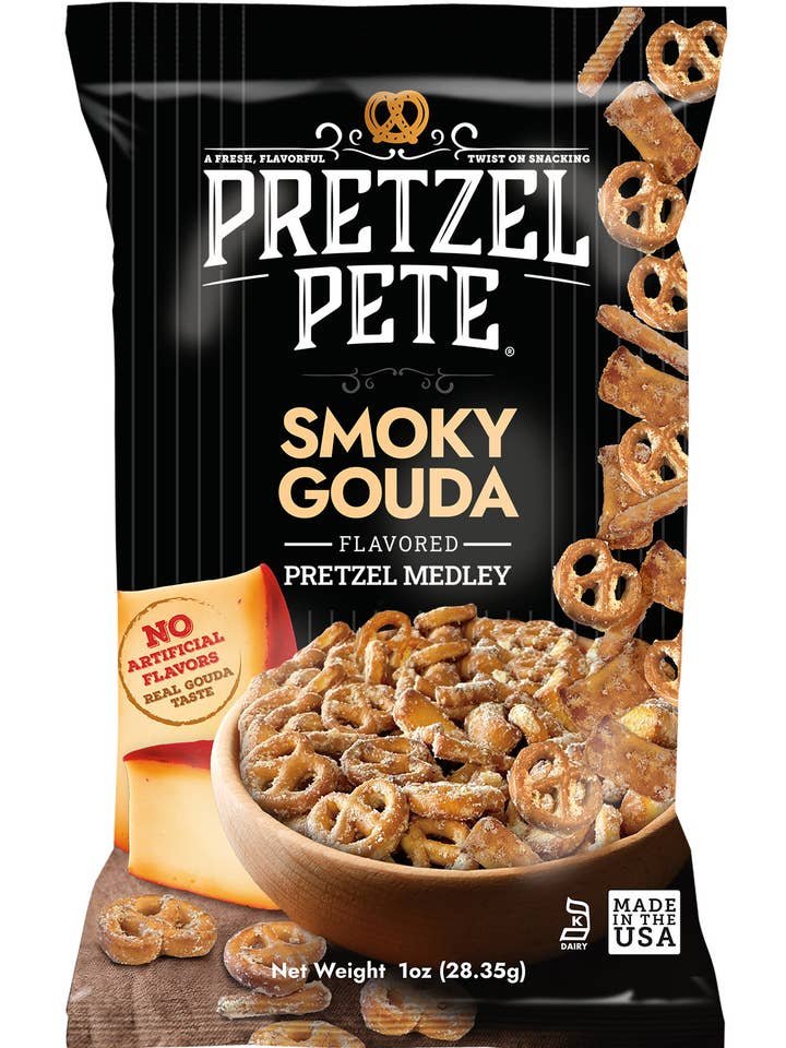 Smoky Gouda Pretzel Medley 1.0 oz. for wholesale by Pretzel Pete