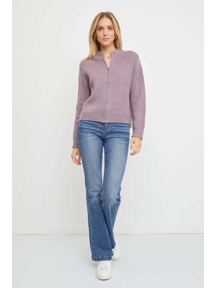 Be Cool - Wholesale Jacket - Women's - VERTICAL RIB ZIP UP SWEATER JACKET