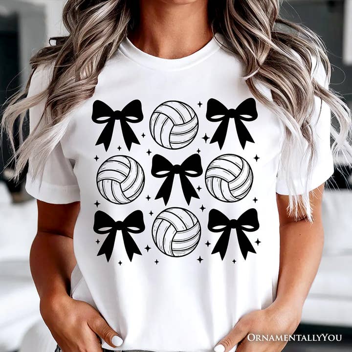 Coquette Volleyball Bows T-Shirt, Athletic Sports Game Tee for wholesale by OrnamentallyYou