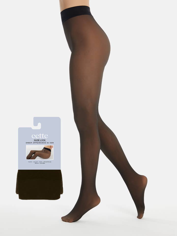 Black Nude Look Tights, fake sheer tights for wholesale on Faire0