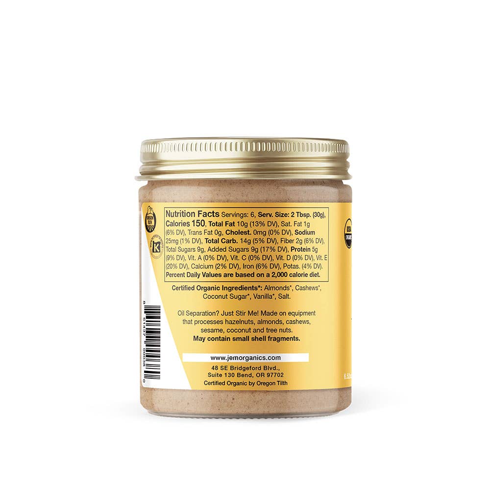 JEM Organics - Wholesale Nut Butter - 6.52 oz JEM Organics Salted Caramel Almond Butter1