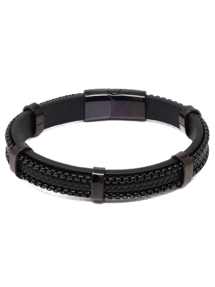 Pulseiras Unissex Trançado em Pele e Pedras 4BMS02 por atacado de BARABAS