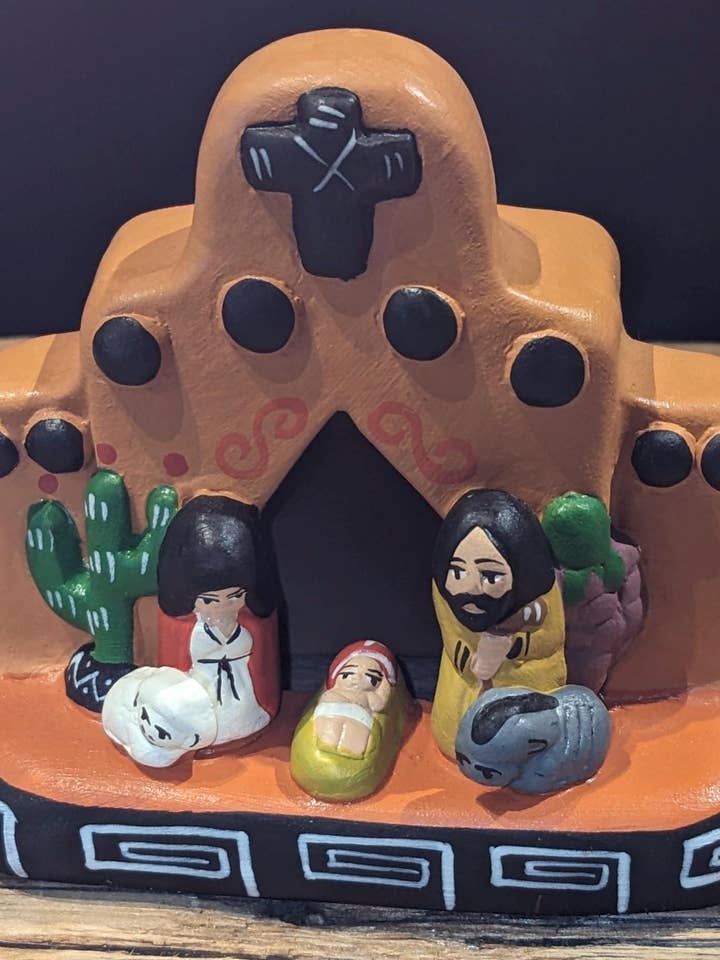 Peruvian Adobe Clay Church Nativity for wholesale by Camino TX