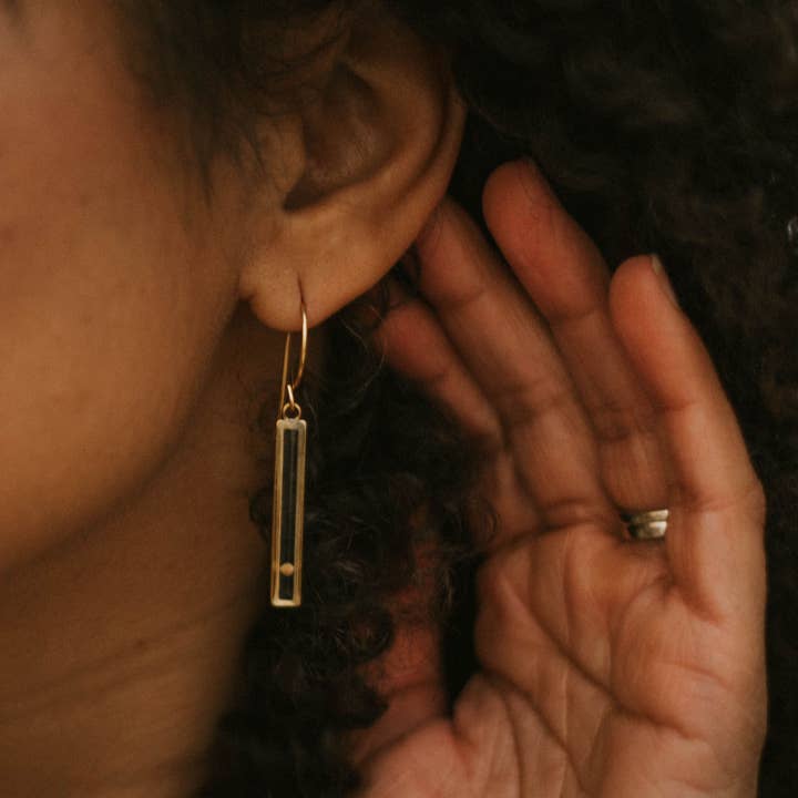 Seed & Soil Botanical Jewelry - Wholesale Dangle Earrings - Slim Bar Mustard Seed Earring