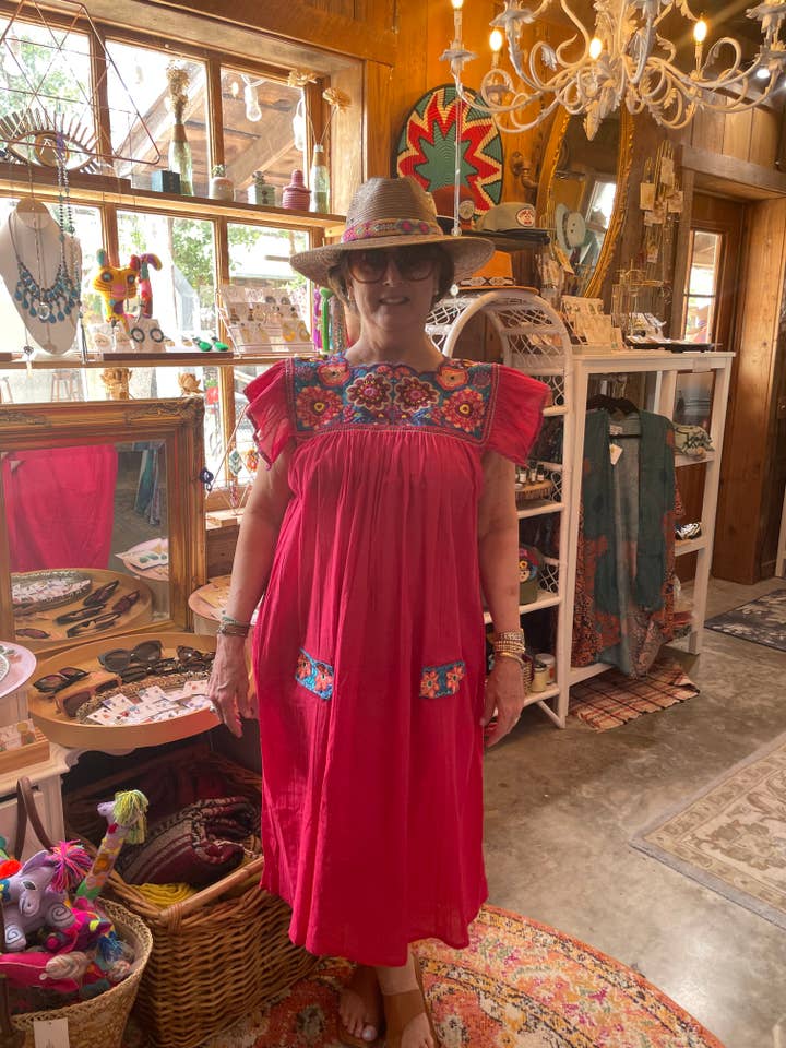 Pink and Silver - Vente Robe – femme - Robe à empiècement brodé mexicain
(Plusieurs couleurs disponibles)14