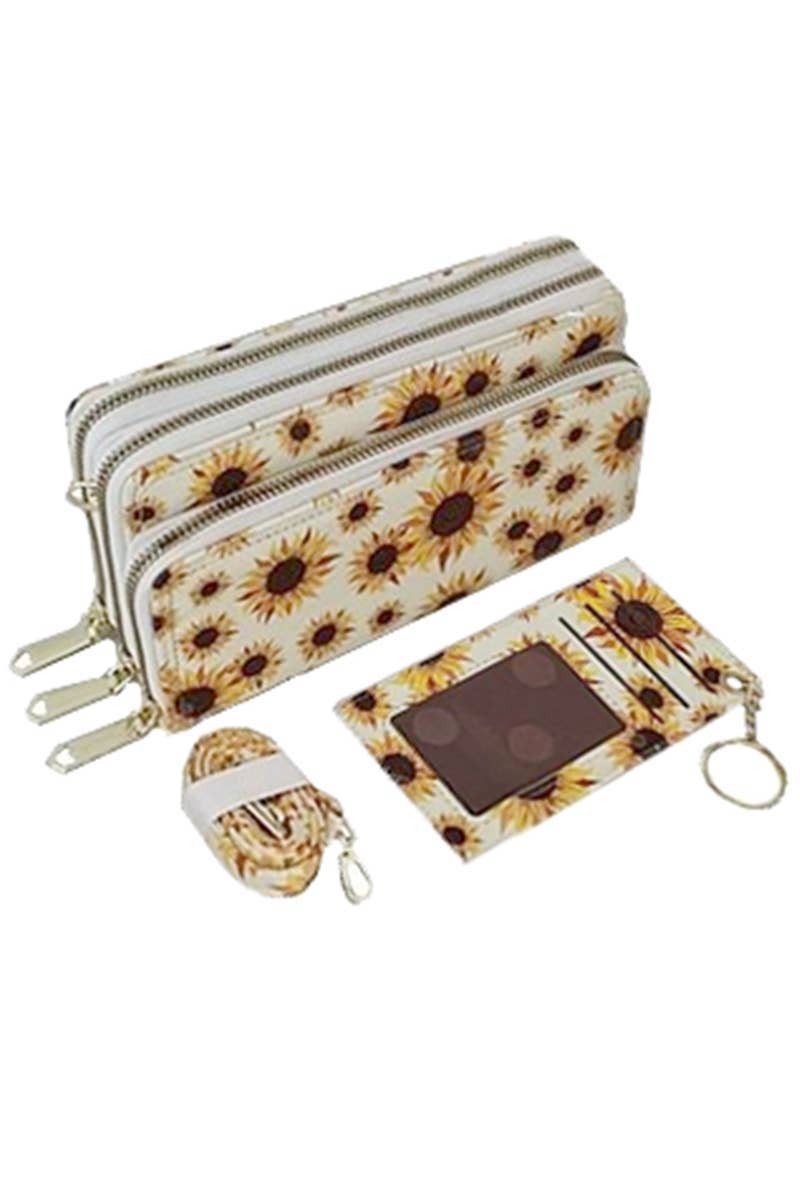 Cap Zone - Vente Portefeuille – femme - Sac bandoulière portefeuille continental Sunflower avec porte-cartes0