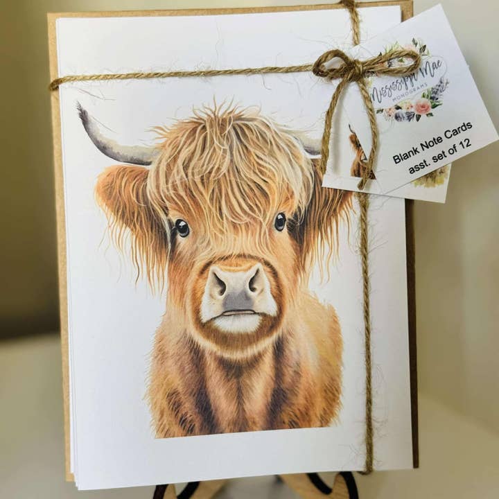 Mississippi Mae Monograms - Wholesale Stationery/Notecard Set - Assorted Highland Cow Note Cards8