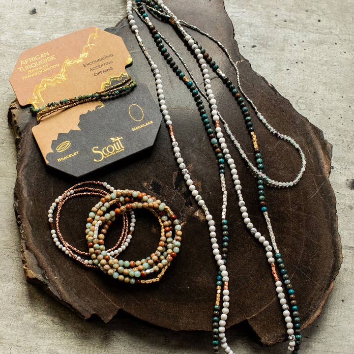 Scout Curated Wears - Wholesale Beaded Bracelet - Stone Wrap: Amazonite - Stone of Courage