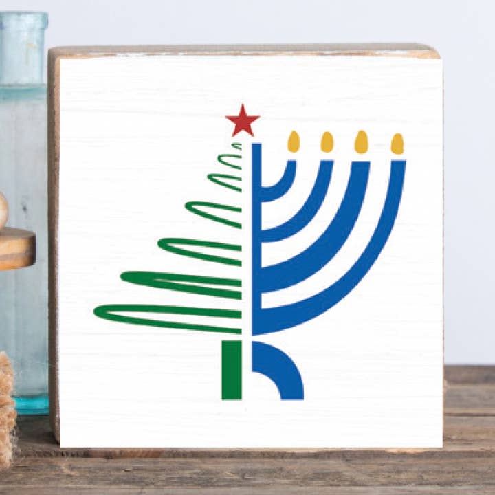 Christmas Hanukkah Decorative Wooden Block for wholesale by Rustic Marlin Personalized Home Decor