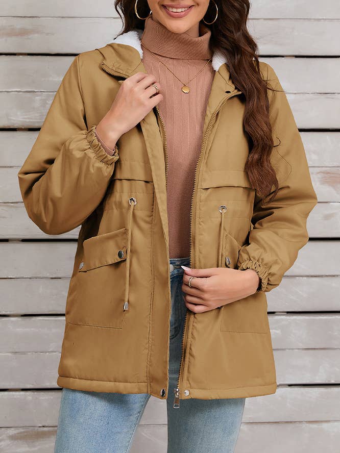 Fleecefrakke med lynlås med efterårshætte HYG192 for engroshandel hos UNISHE