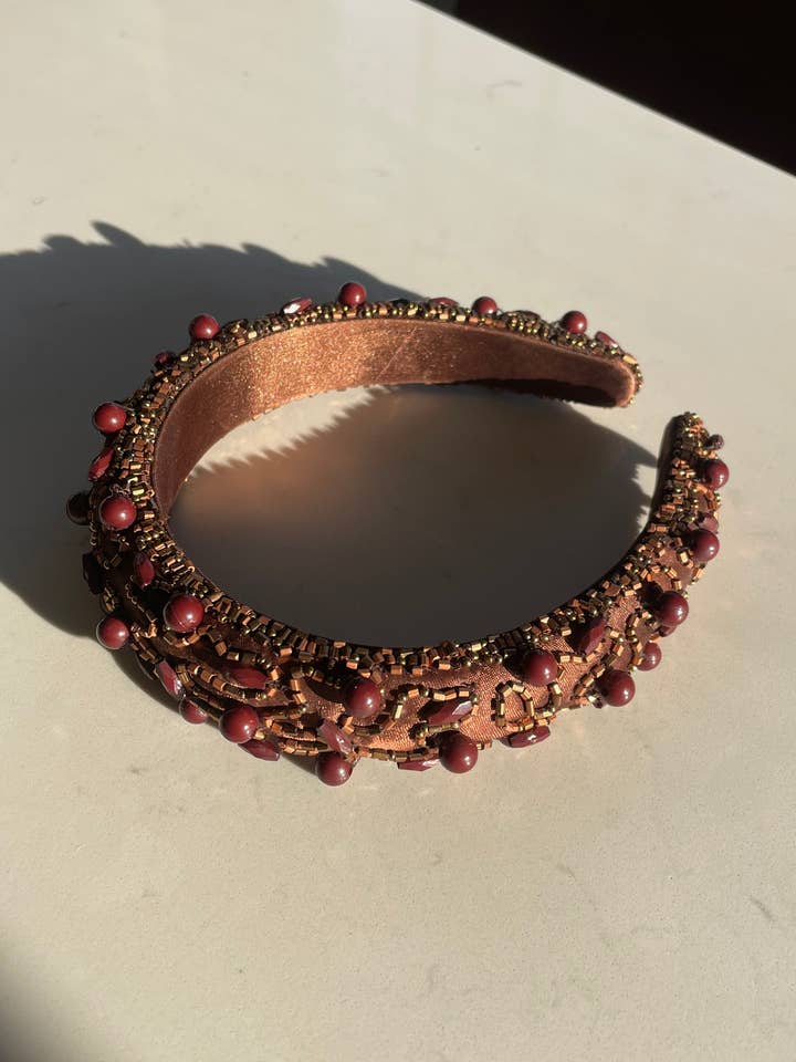 Cocoa Embellished Headband for wholesale by Llani