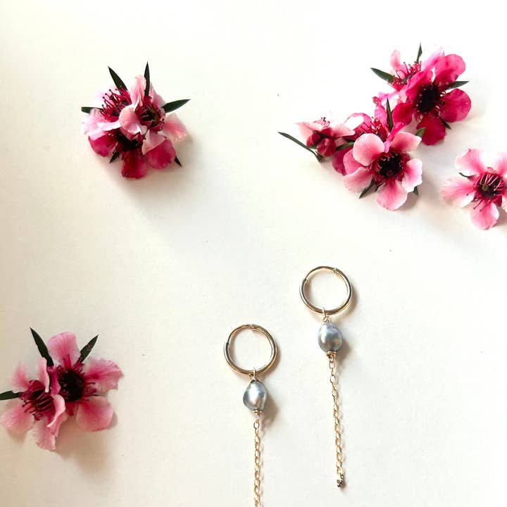 Aloha Nectar Maui - Wholesale Huggie earrings - Tahitian keshi pearl huggies small0